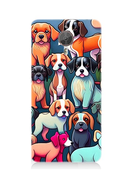 General Mobile Gm5 Plus Uyumlu Sevimli Pastel Köpekler Desenli Silikon Kılıf