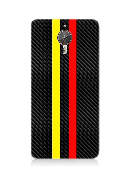 General Mobile Gm5 Plus Uyumlu Sarı Kırmızı Karbon Motif Desenli Silikon Kılıf
