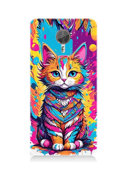 General Mobile Gm5 Plus Uyumlu Renkli Sevimli Kedi Desenli Silikon Kılıf
