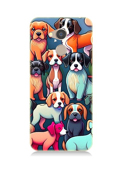 General Mobile Gm8 Uyumlu Sevimli Pastel Köpekler Desenli Silikon Kılıf