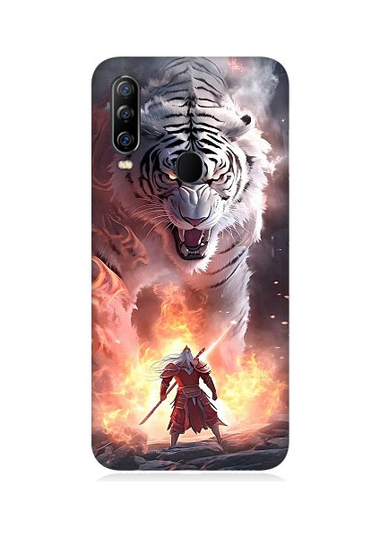 General Mobile GM20 Pro Uyumlu Beyaz Kaplan ve Samuray Desenli Silikon Kılıf