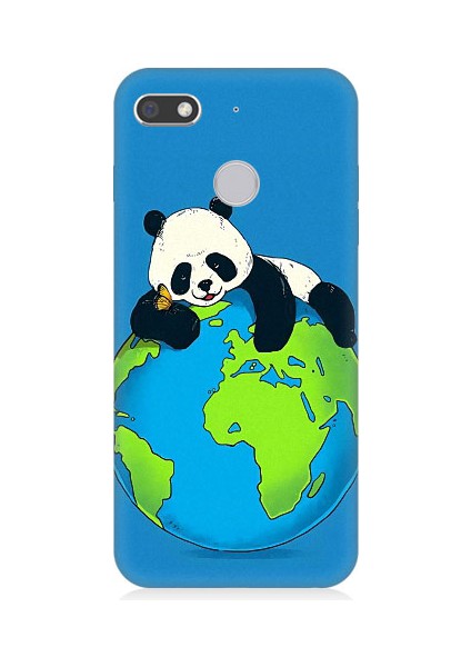 General Mobile Gm8 Go Uyumlu Yorgun Panda ve Dünya Desenli Silikon Kılıf