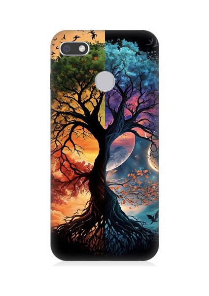 General Mobile Gm8 Go Uyumlu Dört Mevsim Gece Gündüz Ağaç Desenli Silikon Kılıf