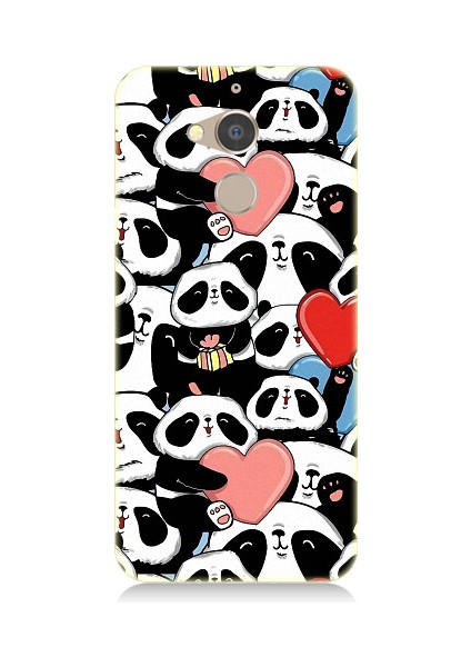 General Mobile Gm8 Uyumlu Panda Aşkı ve Hediye Desenli Silikon Kılıf