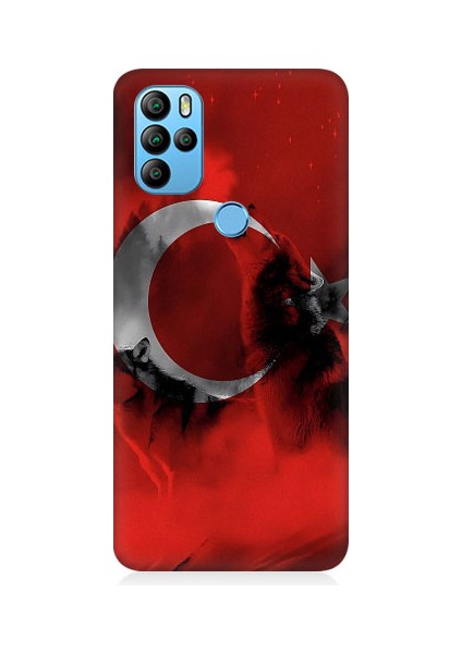 General Mobile GM21 Pro Uyumlu Türk Bayrağı ve Kurt Desenli Silikon Kılıf