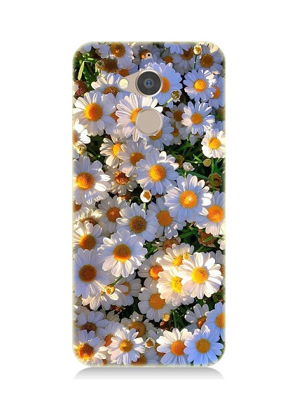 General Mobile Gm8 Uyumlu Beyaz Papatyalar Desenli Silikon Kılıf