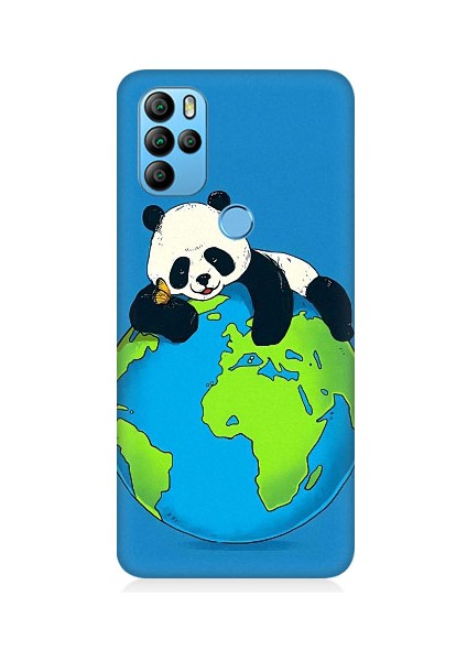 General Mobile GM21 Pro Uyumlu Yorgun Panda ve Dünya Desenli Silikon Kılıf
