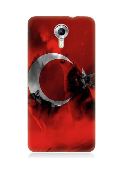 General Mobile Discovery 4g Uyumlu Türk Bayrağı ve Kurt Desenli Silikon Kılıf