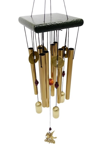 Feng Shui Metal Rüzgar Çanı Şans Parası Kare S06