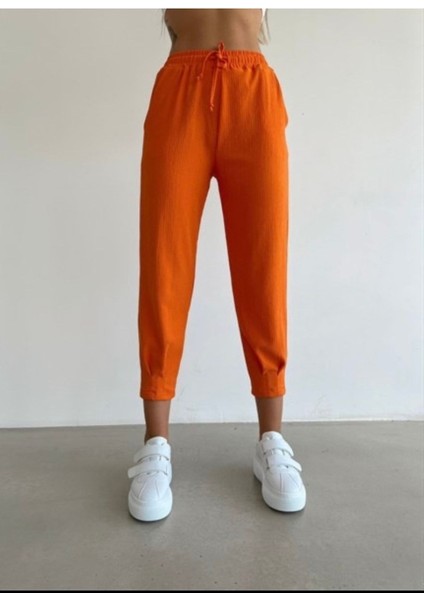 Kadın Oranj Pileli Paça Pantolon fırsatları