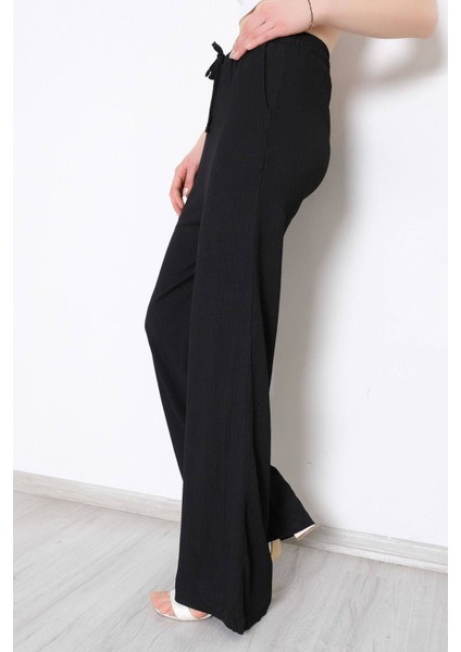 Kadın Siyah Beli Lastikli Palazzo Pantolon modelleri