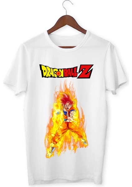Dragon Ball Baskılı Çocuk Tişört Bisiklet Yaka Beyaz