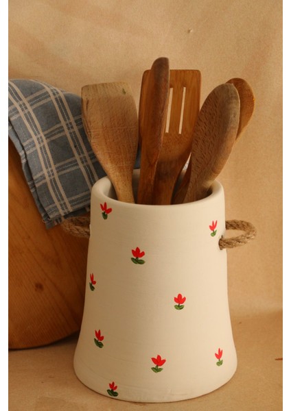 Çizgi Desenli Soft Hasır Kulp Detaylı Xl Ebat Dekorarif Kaşıklık modelleri