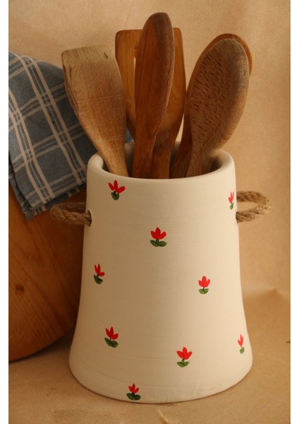 Çizgi Desenli Soft Hasır Kulp Detaylı Xl Ebat Dekorarif Kaşıklık indirimleri