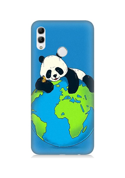 Huawei Honor 10 Lite Uyumlu Yorgun Panda ve Dünya Desenli Silikon Kılıf