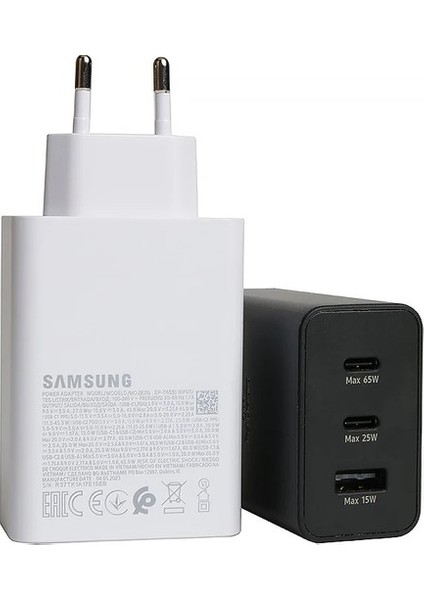 EP-T6530N Type C & Type A Hızlı Şarj Adaptörü Üçlü (65W - 25W - 15W) - Siyah
