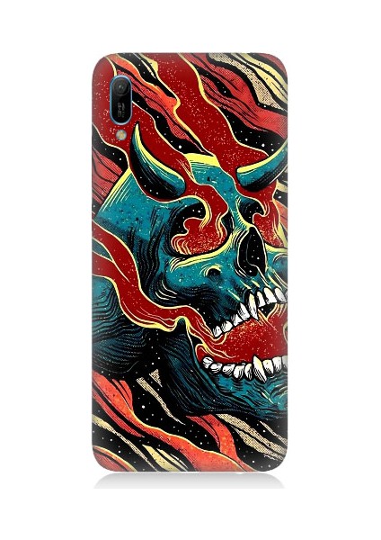 Huawei Y6 2019 Uyumlu Devil Skull Şeytan Kafatası Desenli Silikon Kılıf