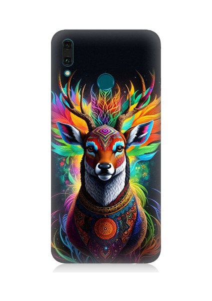 Huawei Y9 2019 Uyumlu Mistik Ala Geyik Desenli Silikon Kılıf