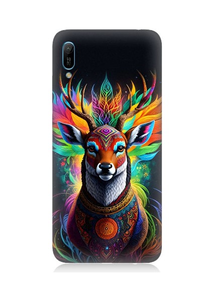 Huawei Y6 2019 Uyumlu Mistik Ala Geyik Desenli Silikon Kılıf