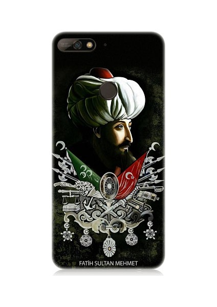 Huawei Y7 2018 Uyumlu Fatih Sultan Mehmet Han Desenli Silikon Kılıf