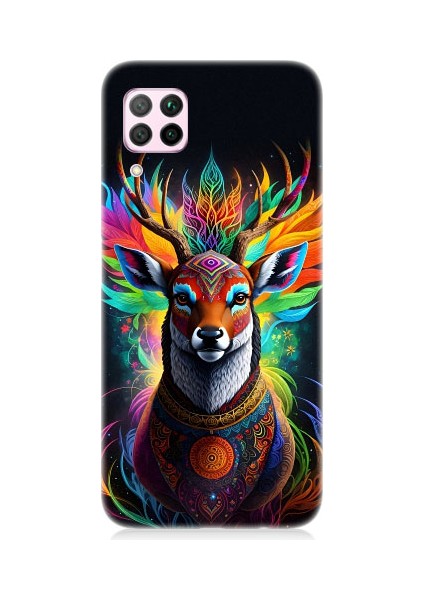 Huawei P40 Lite Uyumlu Mistik Ala Geyik Desenli Silikon Kılıf