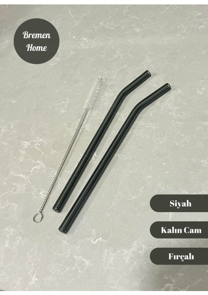 Eğimli Cam Pipet ve Temizleme Fırçası (Siyah Renk)