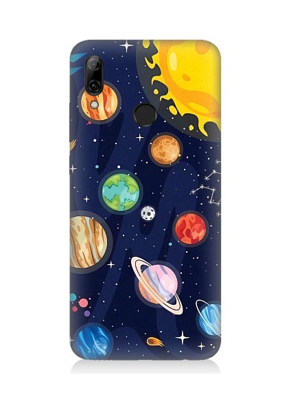 Huawei P Smart 2019 Uyumlu Gezegenler ve Yıldız Haritası Desenli Silikon Kılıf