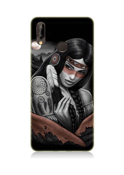 Huawei P20 Lite Uyumlu Kızılldereli Kız Dreamcatcher Desenli Silikon Kılıf