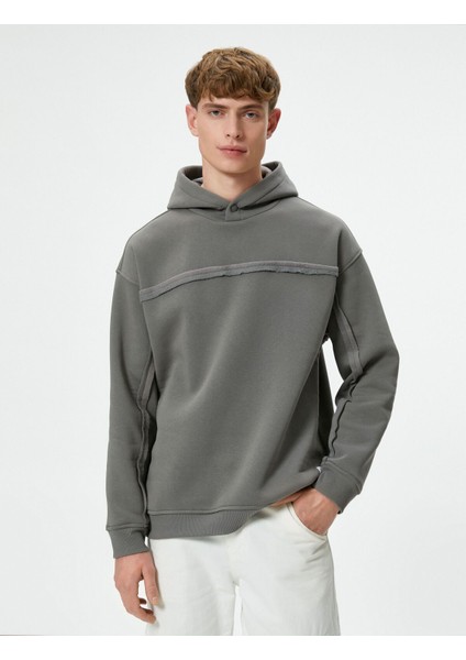 Oversize Kapşonlu Sweatshirt Dikiş Detaylı Uzun Kollu modelleri