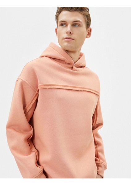 Oversize Kapşonlu Sweatshirt Dikiş Detaylı Uzun Kollu