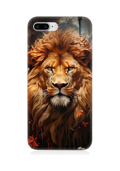 Apple iPhone 8 Plus Uyumlu Yorgun Savaşçı Aslan Desenli Silikon Kılıf