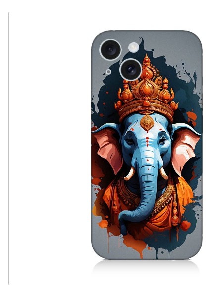 Apple iPhone 15 Uyumlu Ganesha Ganeşa Desenli Silikon Kılıf