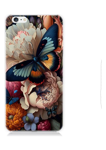 Apple iPhone 6 Uyumlu Kelebek ve Çiçek Desenli Silikon Kılıf
