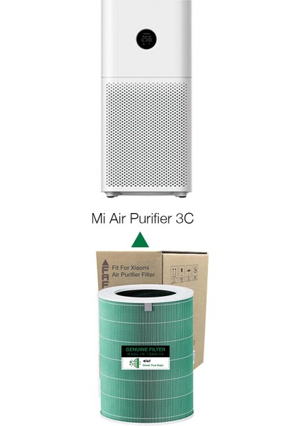 FAF Filtre Model 3C Green True HEPA14 Filtre Xiaomi Mi Air Purifier 3c Filtre Model: AC-M14-SC Uyumlu Özel Seri High Efficiency Yeşil Filtre  Ölçü: Ø20XH29 cm