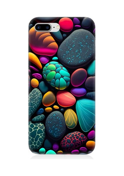 Apple iPhone 8 Plus Uyumlu Artx Kırmızı Doğa Taşlar Desenli Silikon Kılıf