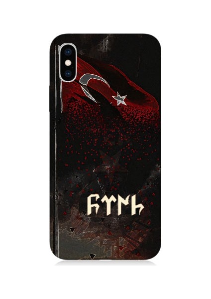 Apple iPhone x Uyumlu Bayrak ve Türk Desenli Silikon Kılıf