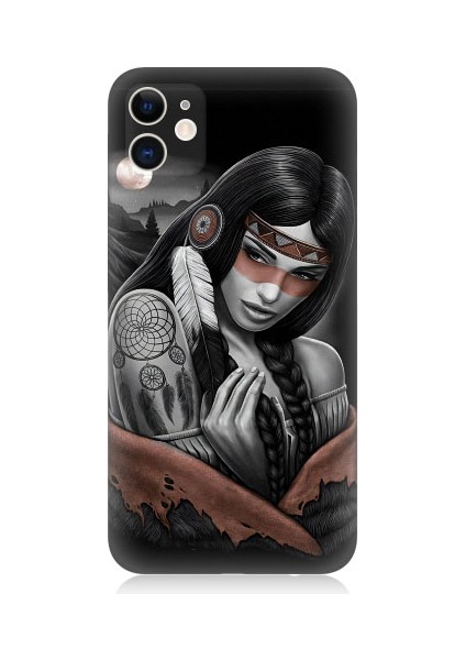 Apple iPhone 12 Uyumlu Kızılldereli Kız Dreamcatcher Desenli Silikon Kılıf