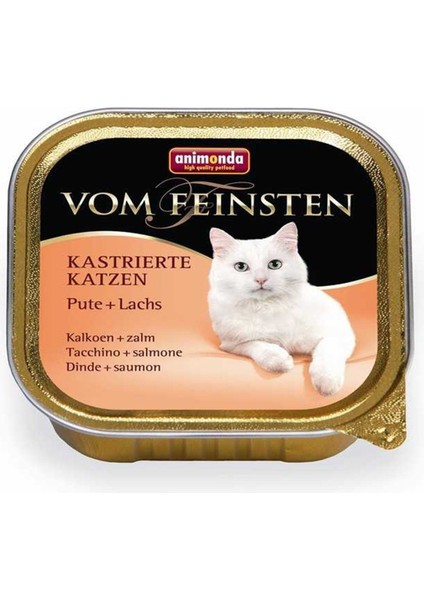 Vom Feinsten Hindi ve Somon Balıklı Kısırlaştırılmış Konserve Kedi Maması 100 gr