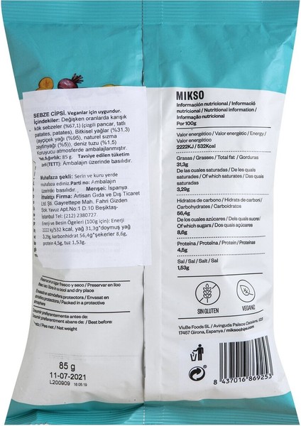 Sebze Cipsi 85 gr