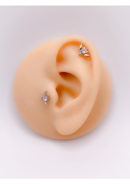 Cerrahi Çelik Zirkon Taşlı Devil (Şeytan) Figürlü Kıkırdak Helix Tragus 1 Adet Piercing