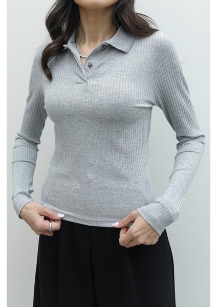 Gri Patlı Basic Bluz fırsatları