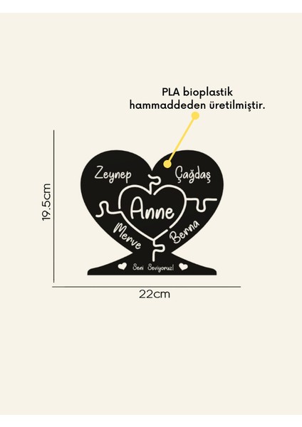 Alvina Atölye Kalp Figürlü Aile Ağacı Biblo - Anneye Hediye - Bioplastik