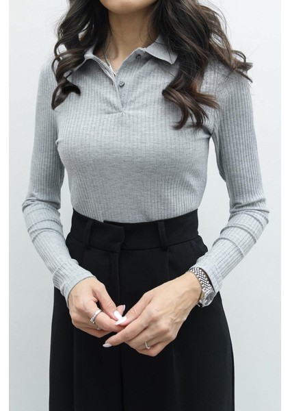 Gri Patlı Basic Bluz modelleri