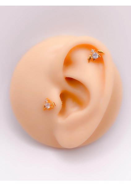 Cerrahi Çelik Zirkon Taşlı Devil (Şeytan) Figürlü Kıkırdak Helix Tragus 1 Adet Piercing fiyatları