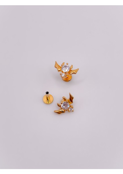 Cerrahi Çelik Zirkon Taşlı Devil (Şeytan) Figürlü Kıkırdak Helix Tragus 1 Adet Piercing fırsatları