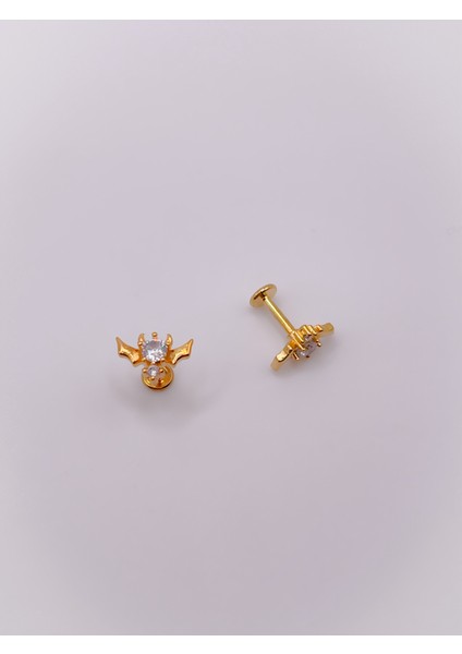 Cerrahi Çelik Zirkon Taşlı Devil (Şeytan) Figürlü Kıkırdak Helix Tragus 1 Adet Piercing indirimleri