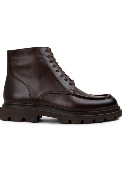 Deri Kahverengi Yüksek Taban Erkek Bot - 01979MKHVE01