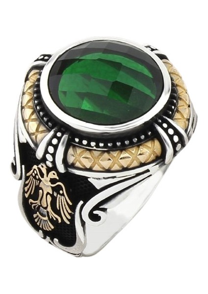 Erkek Yüzük Gümüş 925 Ayar Zirkon Taşlı