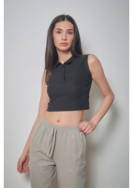 Fitilli Polo Yaka Crop Body