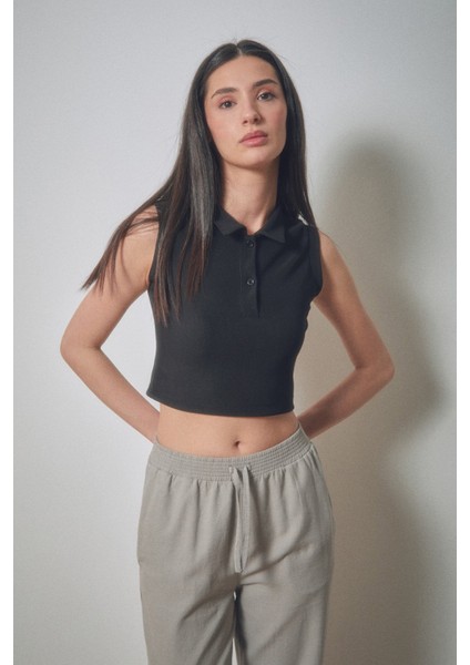 Fitilli Polo Yaka Crop Body